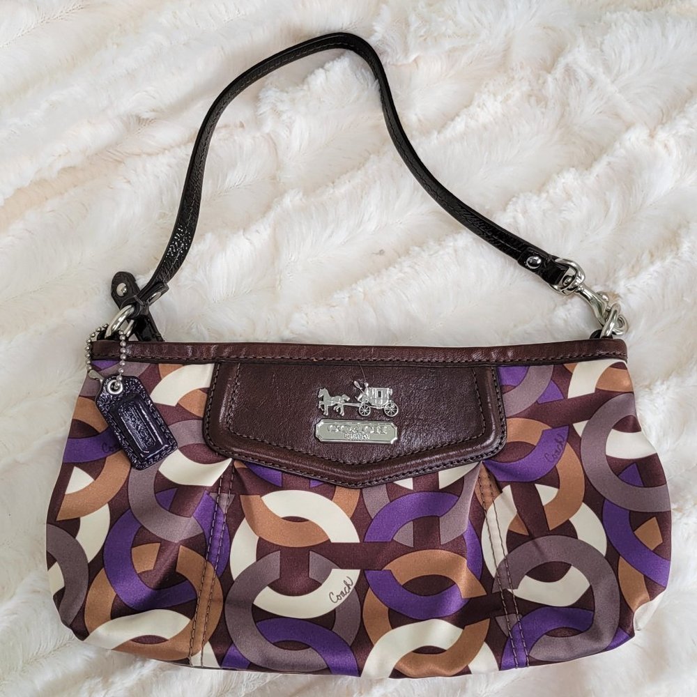 COACH Madison Op Art Wristlet/Clutch (Brown, Purple, Tan, Cream)